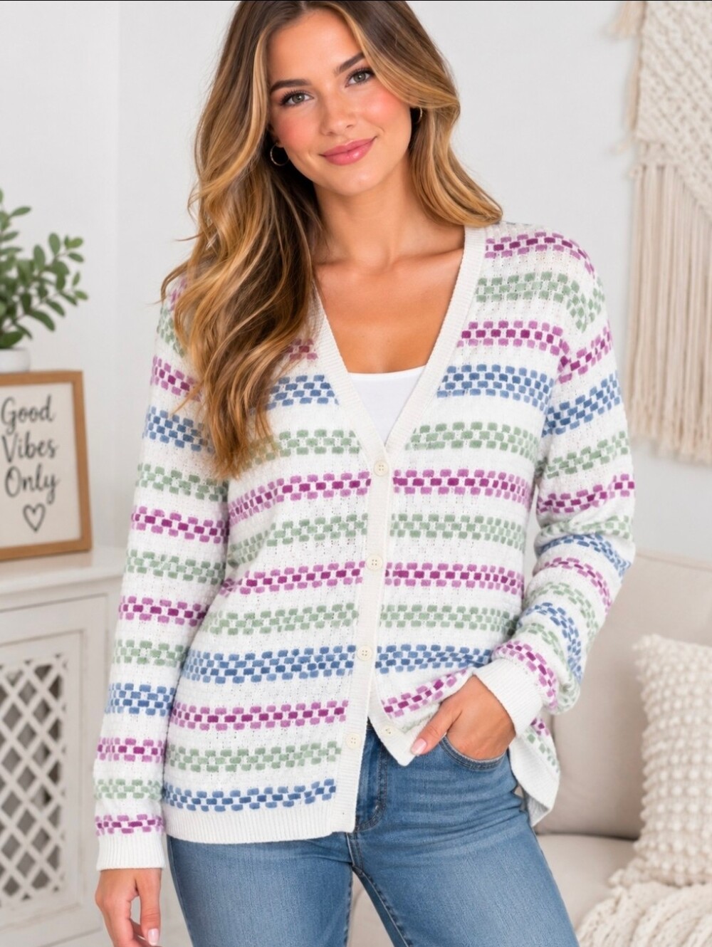 Alfred Dunner Multicolor Dot Knit Pullover - Purple, Green, Blue, Cream